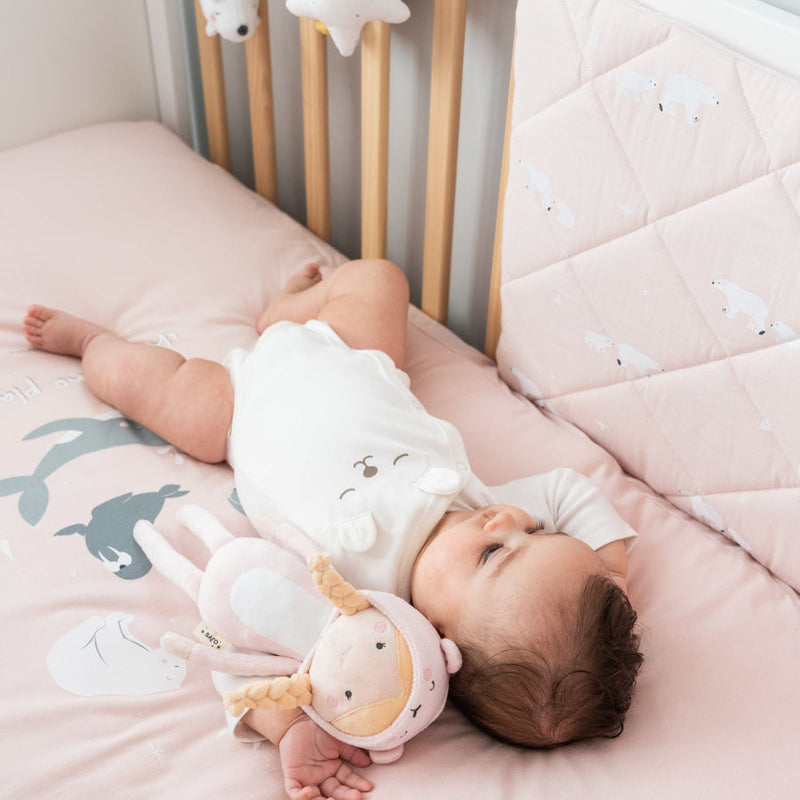 Kit Cuna Funda de plumón + Relleno + Protector de cuna Polaris Rosa - cuna 60x120  - Bonjourbébé