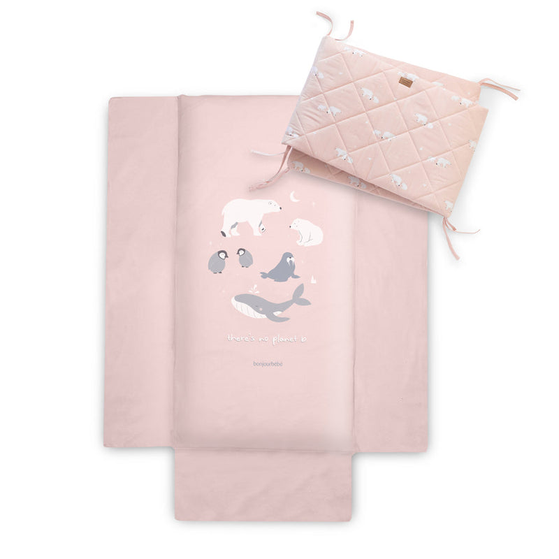 Kit Cuna Funda de plumón + Relleno + Protector de cuna Polaris Rosa - cuna 60x120  - Bonjourbébé