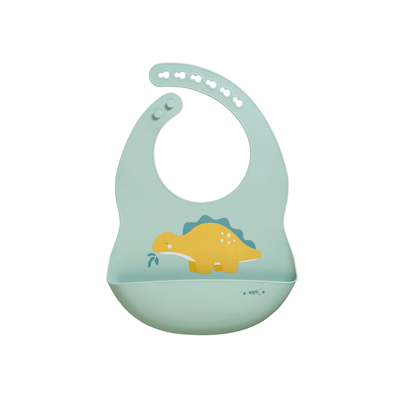 Babero de silicona "Party" - Dino Verde