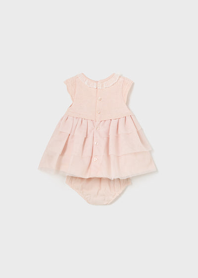 Vestido combinado con cubrepañal recién nacido - Rosa pastel