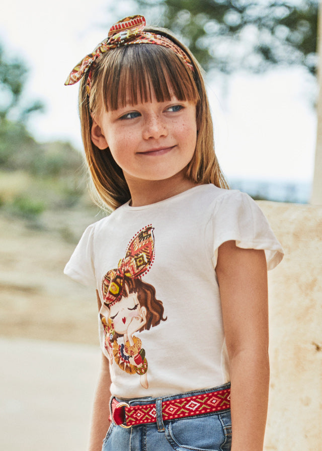 Camiseta con diadema Better 100% Cotton niña - Hueso.