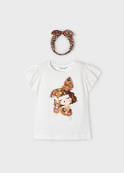 Camiseta con diadema Better 100% Cotton niña - Hueso.