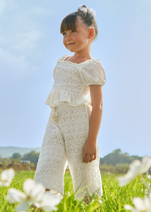 Pantalones  de crochet para niñas - Blanquecino