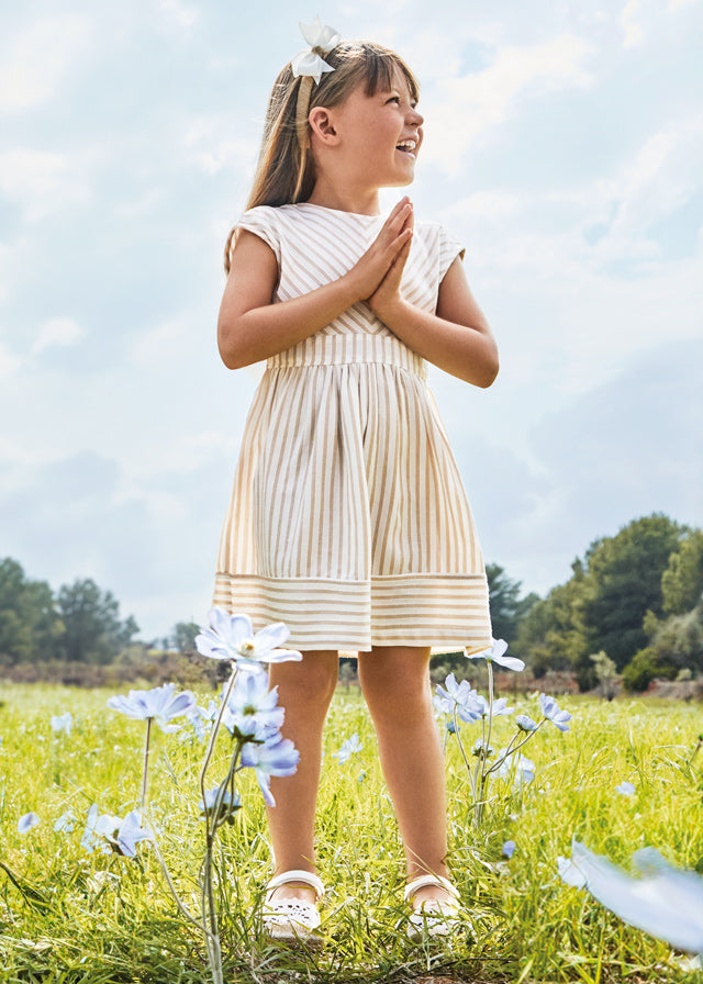 Vestido a rayas - Beige