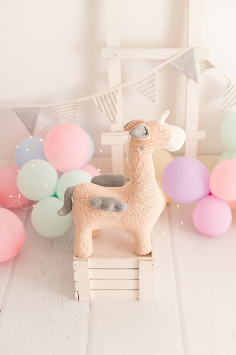 Peluche Amigurumi - Unicornio alado rosa Mini