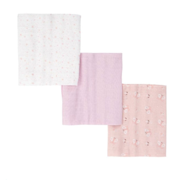 PACK 3 MUSELINAS 80X80 STARS B/ROSA new