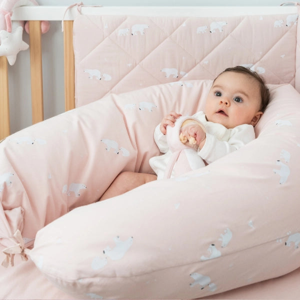 Cojín de Lactancia XL 2 en 1 - Polaris Rosa - Bonjourbébé - 190cm