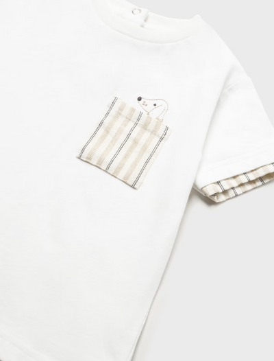 Camiseta manga corta con bordado de algodón AVENA