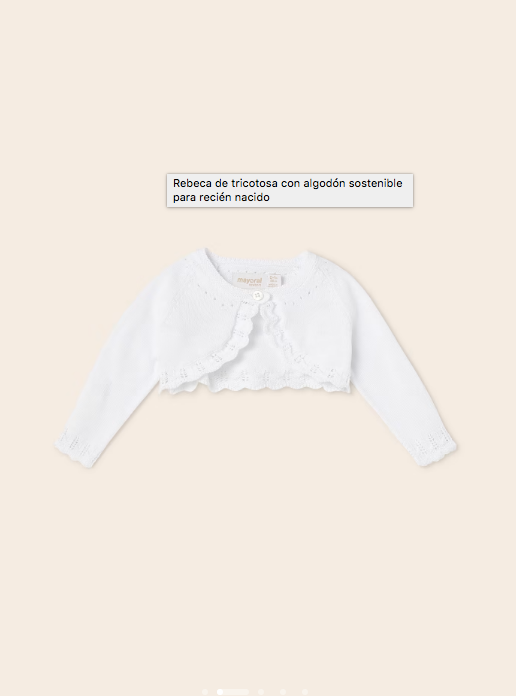 Chaleco corto Rebeca algodón sostenible - Blanco