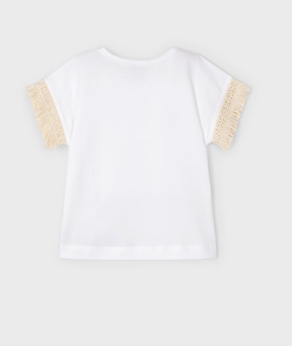 Camiseta manga corta de algodón sostenible para niña BLANCO PORCELANA