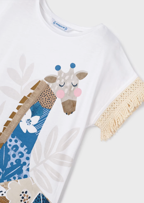 Camiseta manga corta de algodón sostenible para niña BLANCO PORCELANA