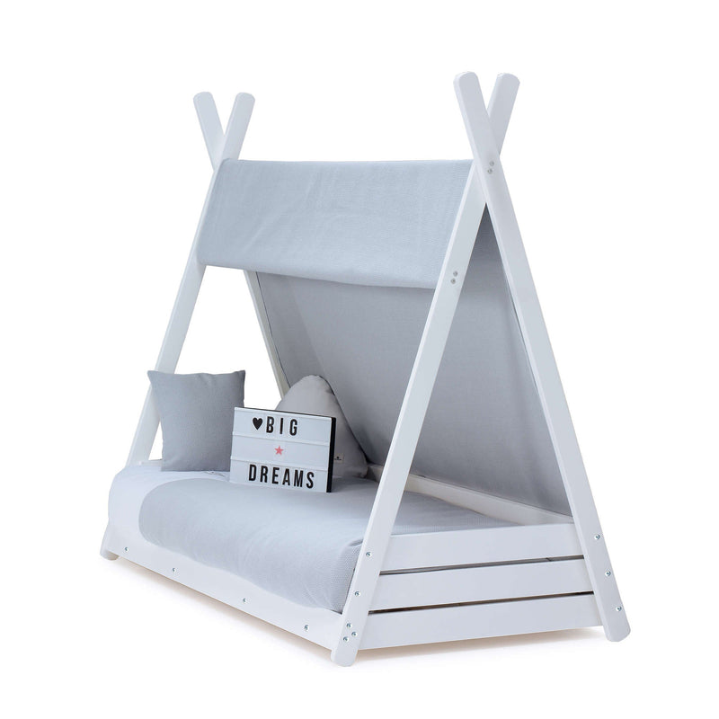 Cama Montessori  HOMY-XL 90x200cm + TOLDO GRIS