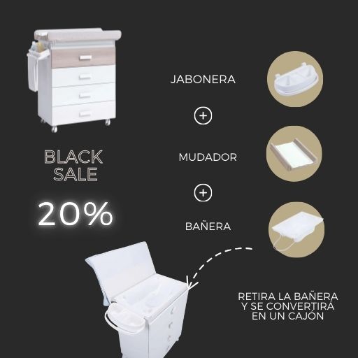 Cómoda bañera + cambiador B754 GRIS