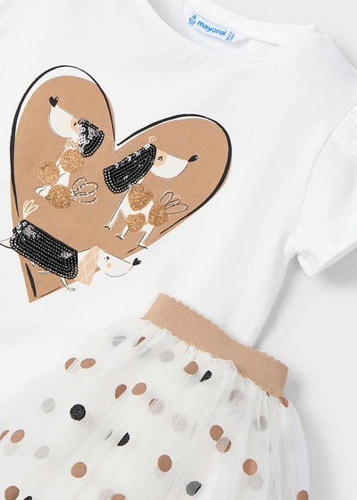 Conjunto falda tul y camiseta niña