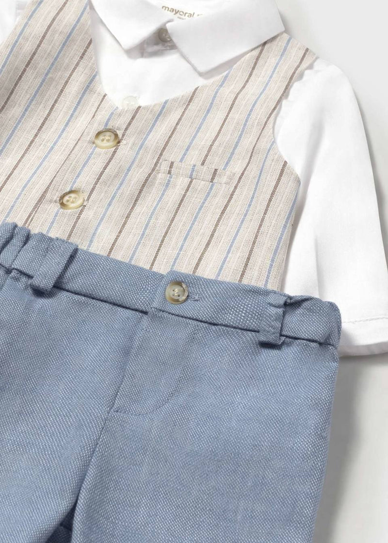 Conjunto pantalón corto y camisa con chaleco recién nacido