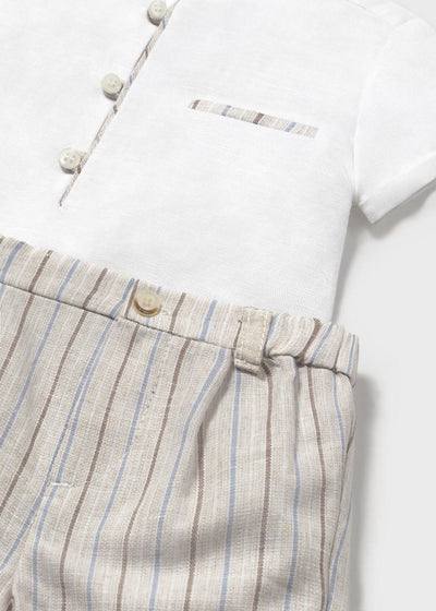 Conjunto pantalón corto y camisa con lino recién nacido