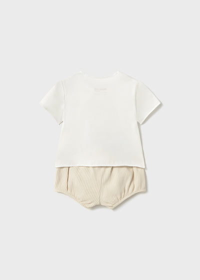 Conjunto pantalón corto y camiseta osito recién nacida