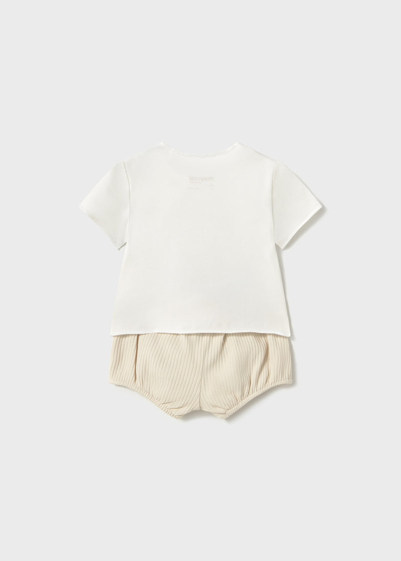 Conjunto pantalón corto y camiseta osito recién nacida