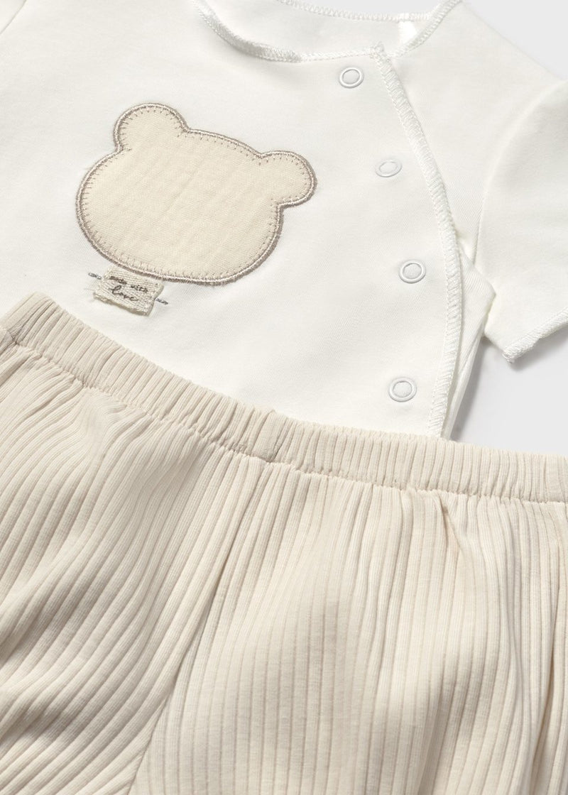 Conjunto pantalón corto y camiseta osito recién nacida