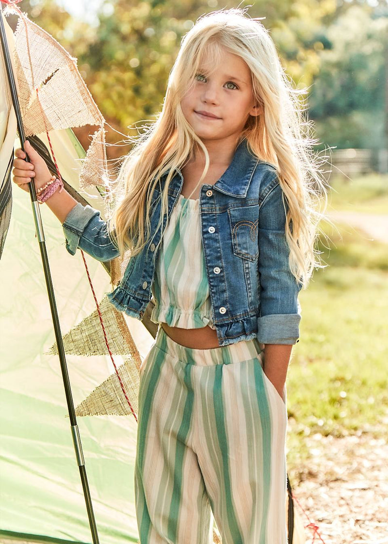 Conjunto pantalón largo y camiseta rayas niña
