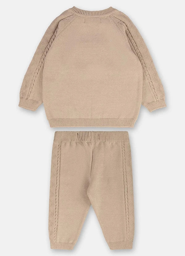 Conjunto de punto unisex beige para bebé