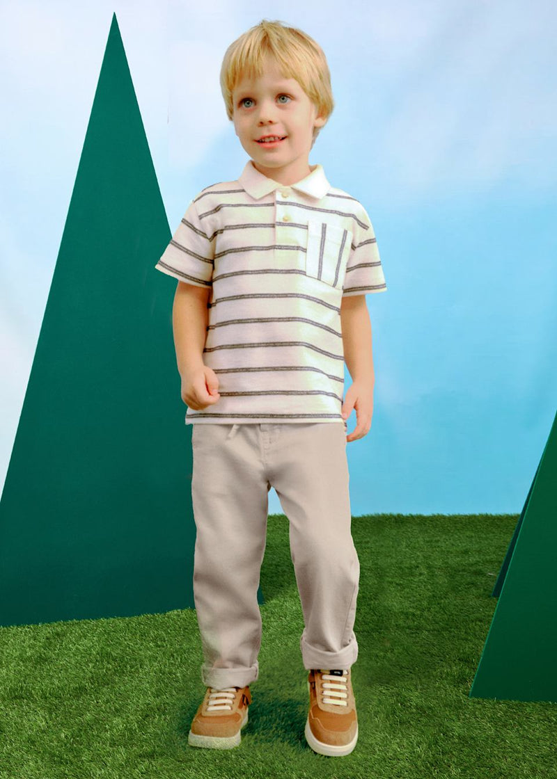 Pantalón cordón con lino niño - Loose Fit