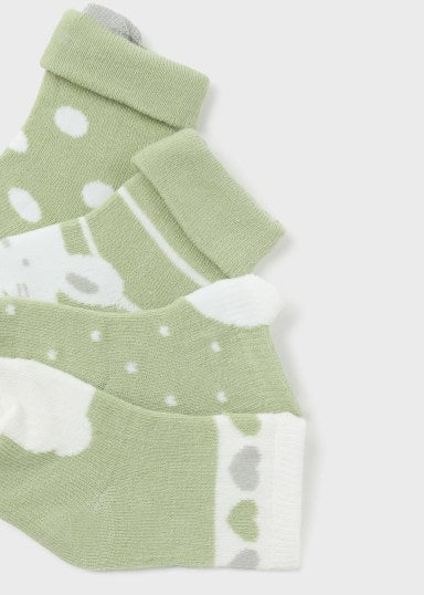 Set 4 calcetines algodón orgánico color kale.