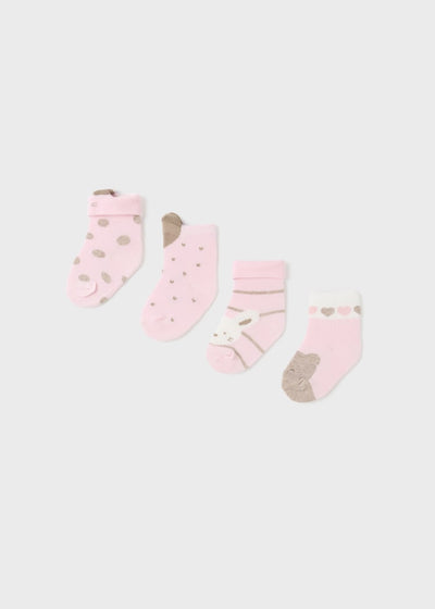 Set 4 calcetines algodón orgánico rosa baby.