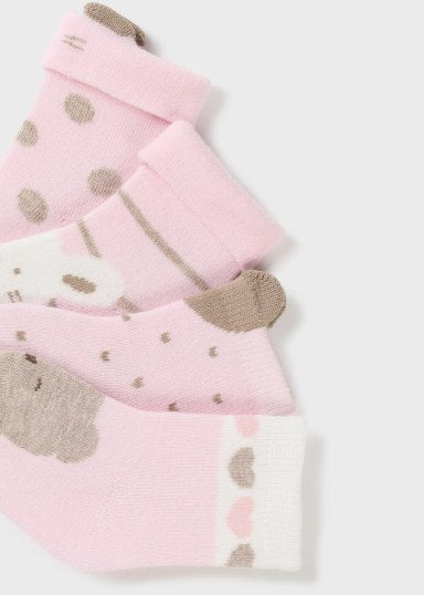 Set 4 calcetines algodón orgánico rosa baby.