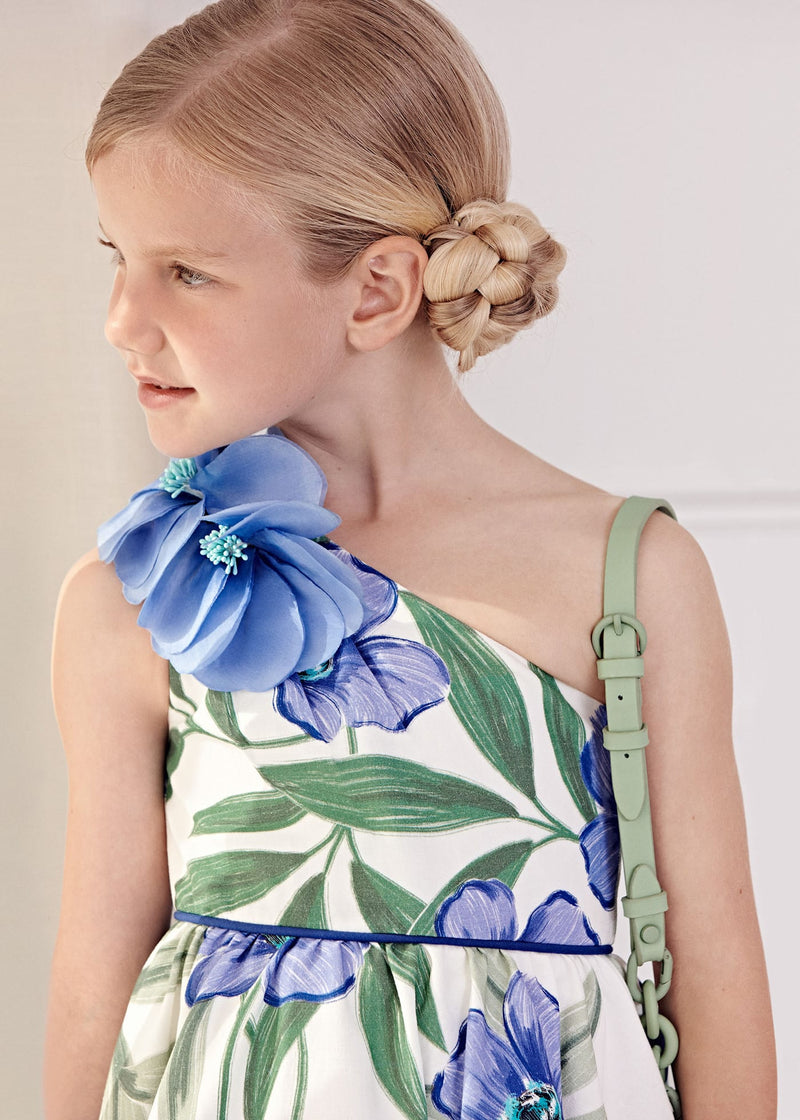 Vestido Blue Flower - Con Lino Estampado