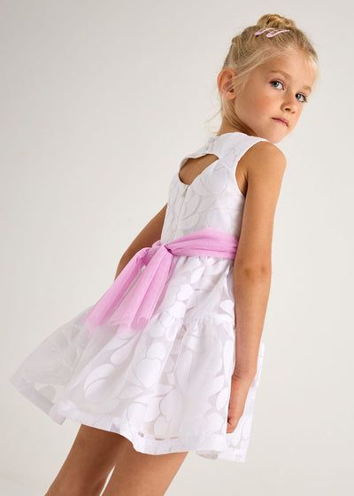 Vestido devoré con fajín flores niña