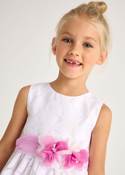 Vestido devoré con fajín flores niña