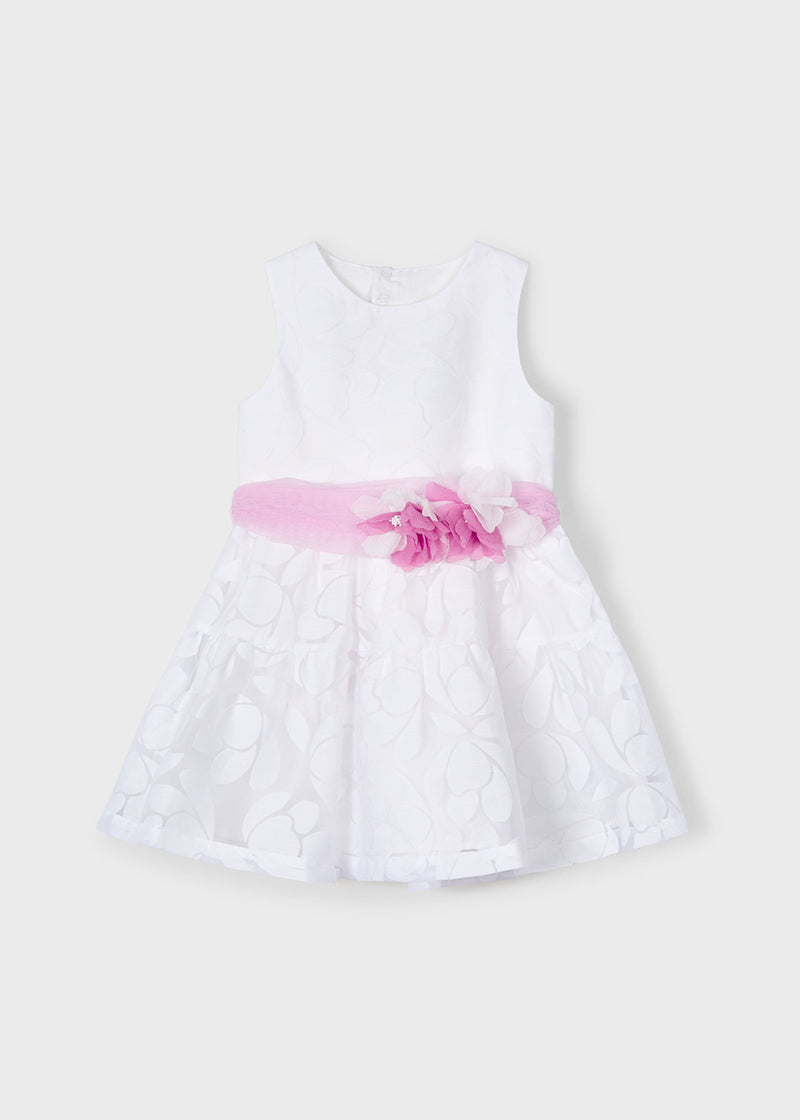Vestido devoré con fajín flores niña