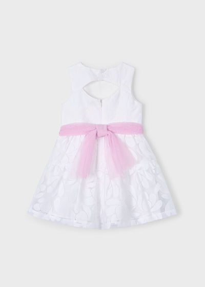 Vestido devoré con fajín flores niña