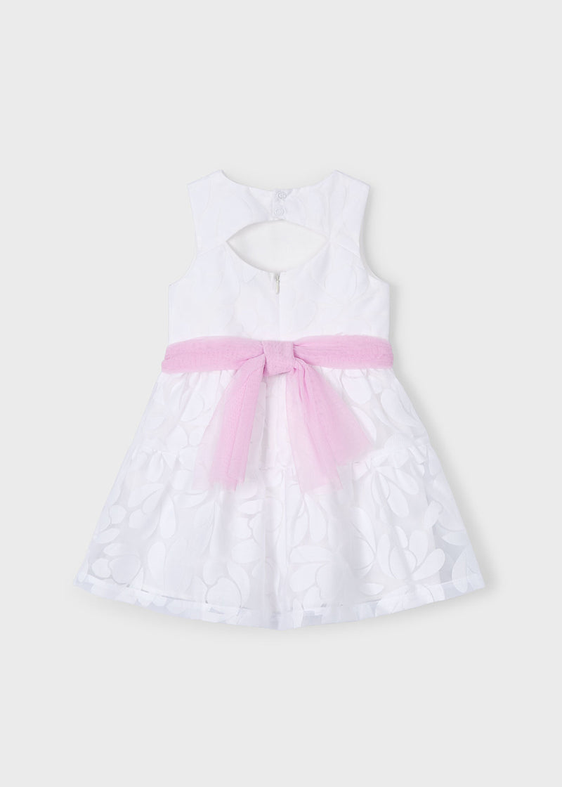 Vestido devoré con fajín flores niña