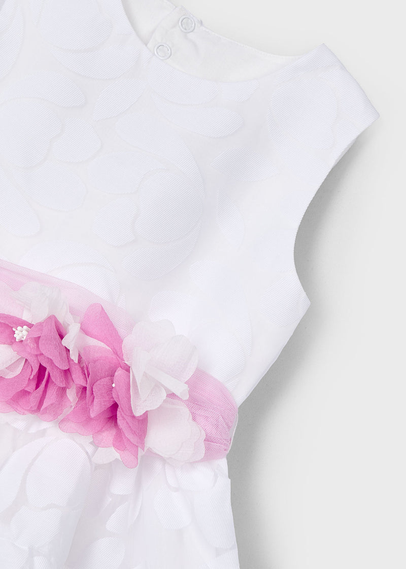 Vestido devoré con fajín flores niña