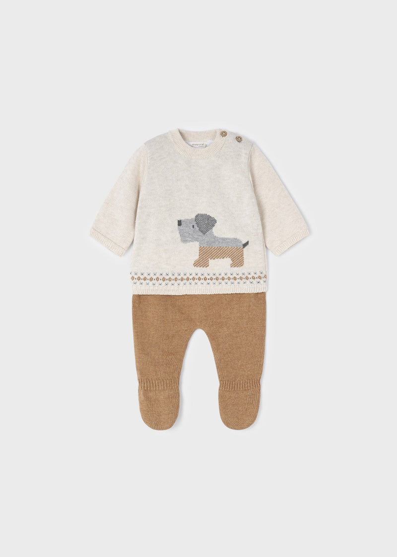 Conjunto bebé 100% Algodón Ecofriends punto tricot  CARAMEL
