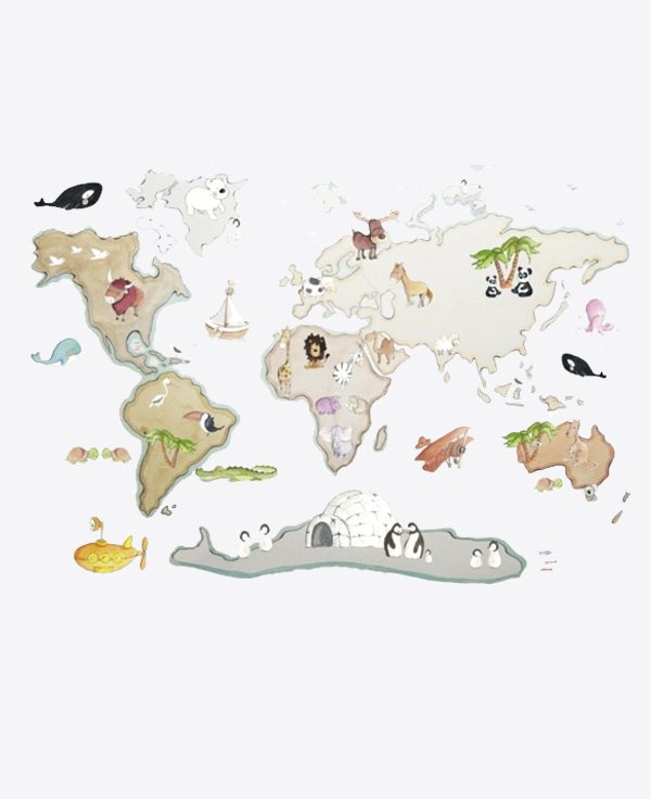 Mural - Eco Vinilo WORLD MAP XL ANIMALS