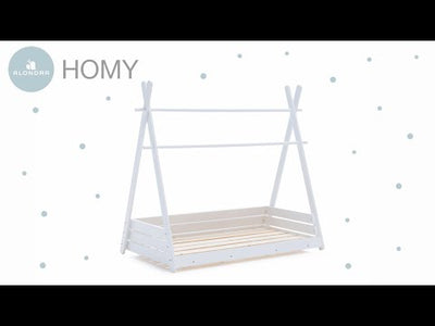 Cama Montessori  HOMY-XL 90x200cm + TOLDO MENTA